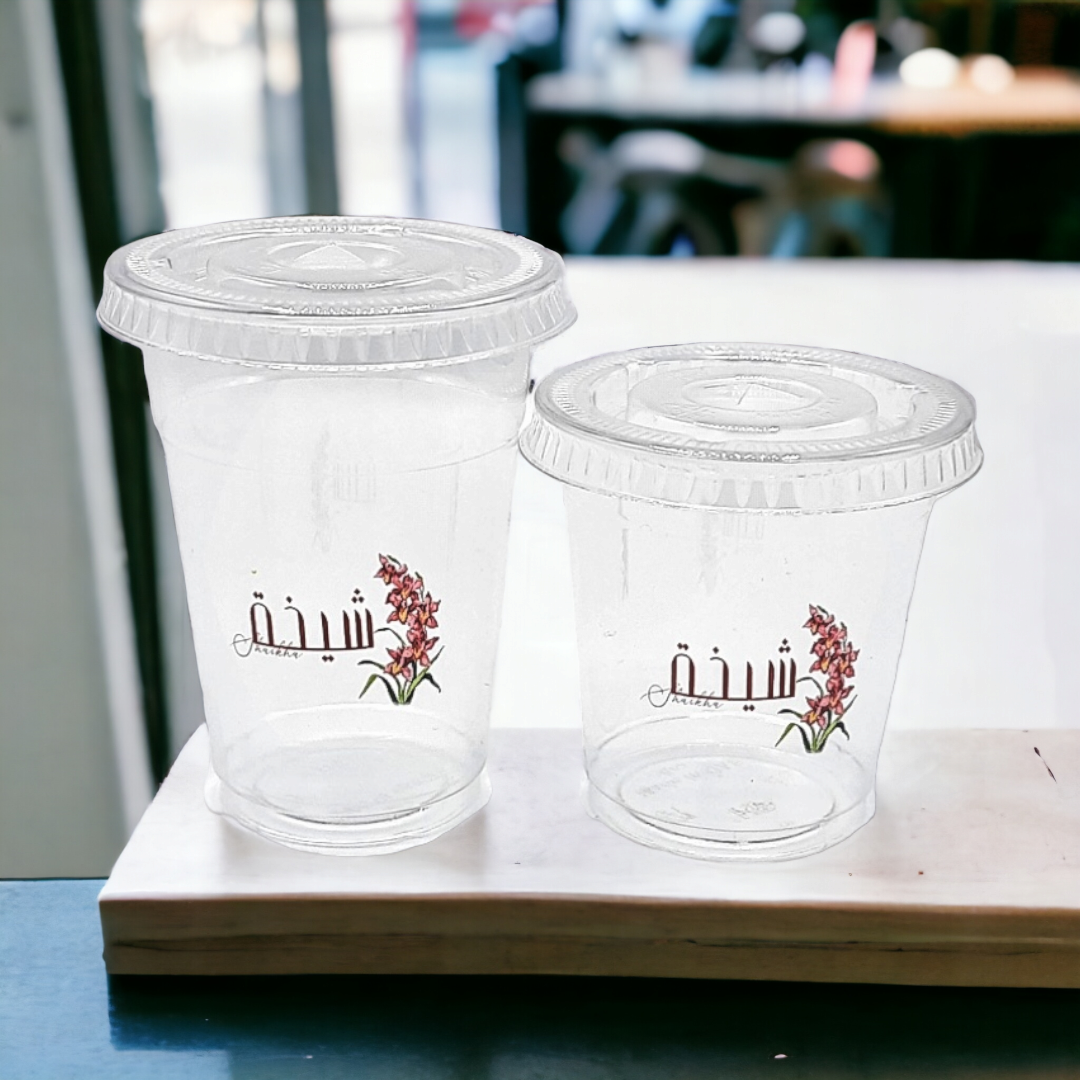 أكواب شفافة 10 اونس -بلاستيكية طباعة Plastic Cups -printing 10 Oz