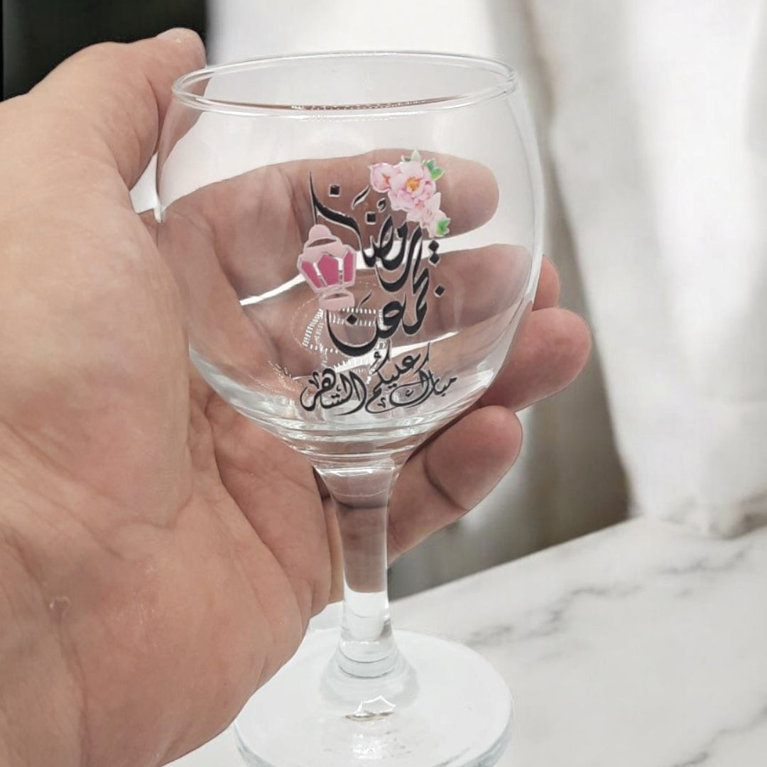 كوب زجاجي للعصائر او الماي مع الطباعة Clear Glass Cup for Juice_Ramadan