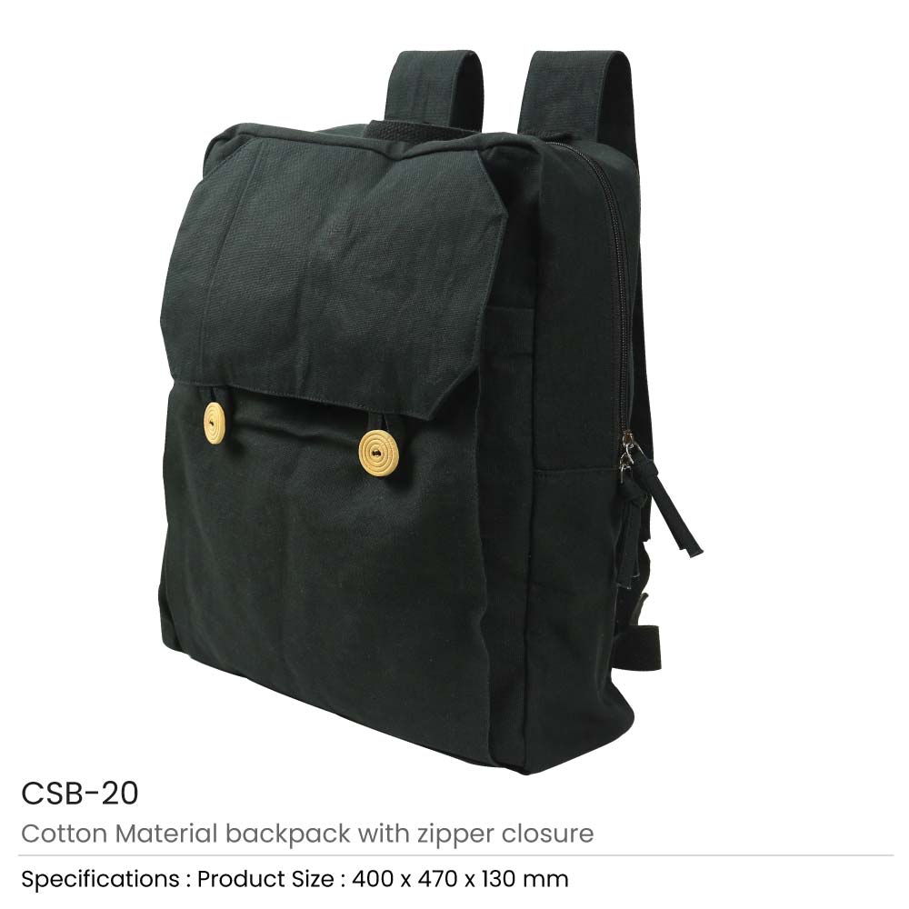 حقيبة ظهر قطنية بلون طبيعي Cotton Backpack Natural Color