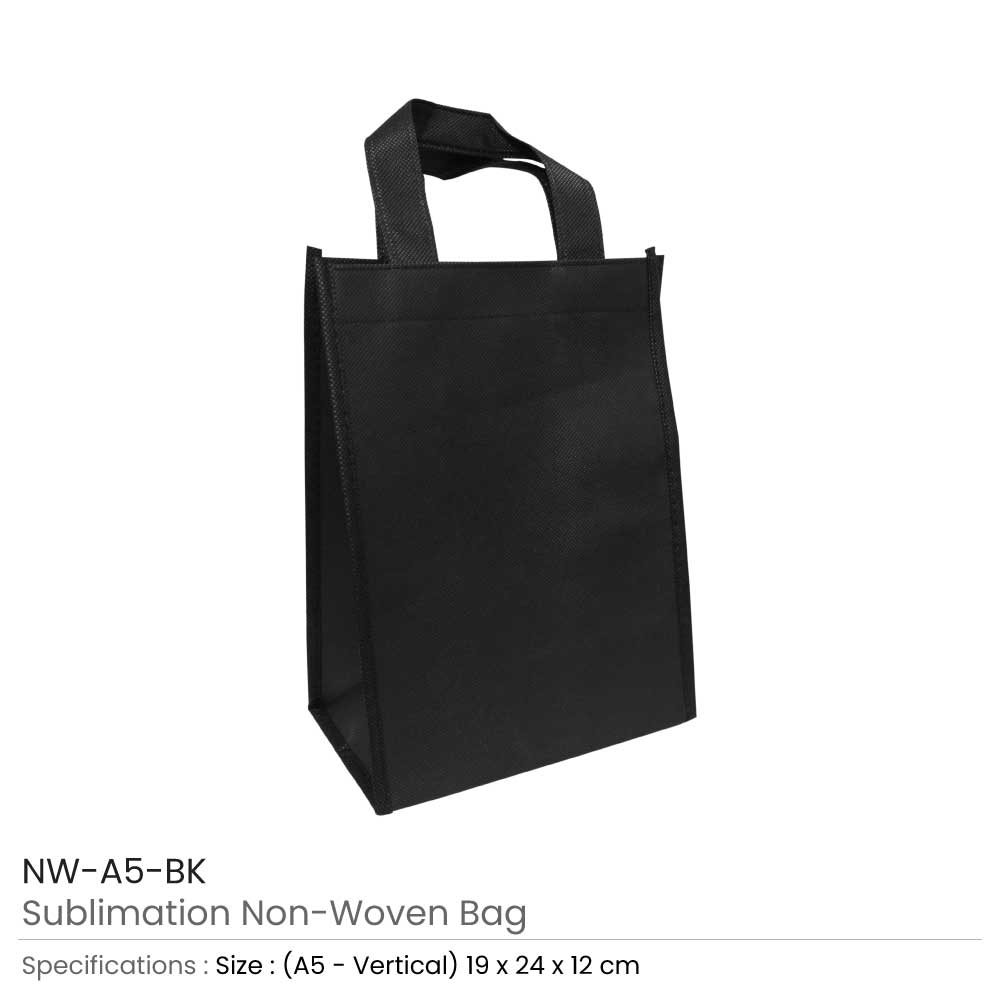 A5 Black Non Woven Shopping Bags