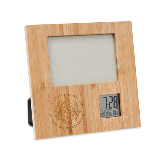 Bamboo Photo Frame with Digital Clock & Weather Station