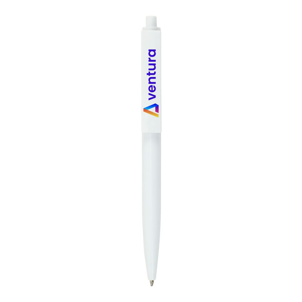 Plastic Pens White Color, Push Button, Wide Clip for Logo