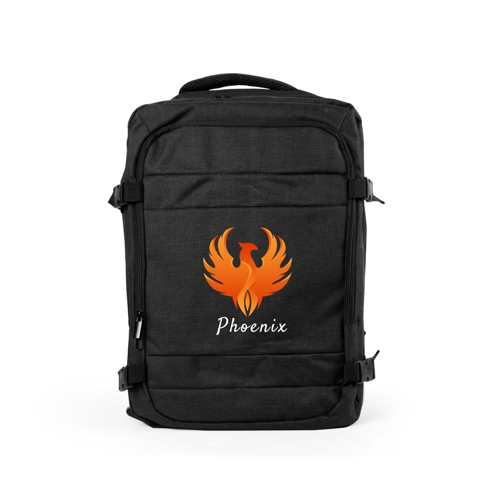 Travel Backpacks in Black Polyester Material