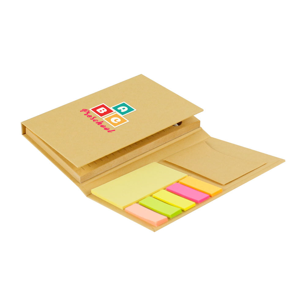 Tri-Fold Notepad with Sticky Notes, Pen, Card Slot and Ruler