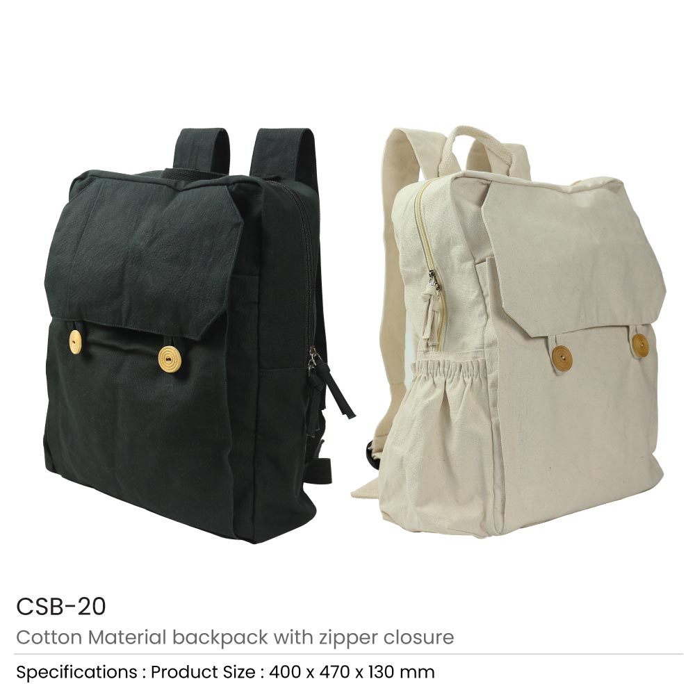 حقيبة ظهر قطنية بلون طبيعي Cotton Backpack Natural Color