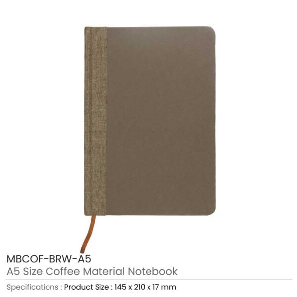 A5 Coffee Material Notebooks | 96 sheets & Page Marker