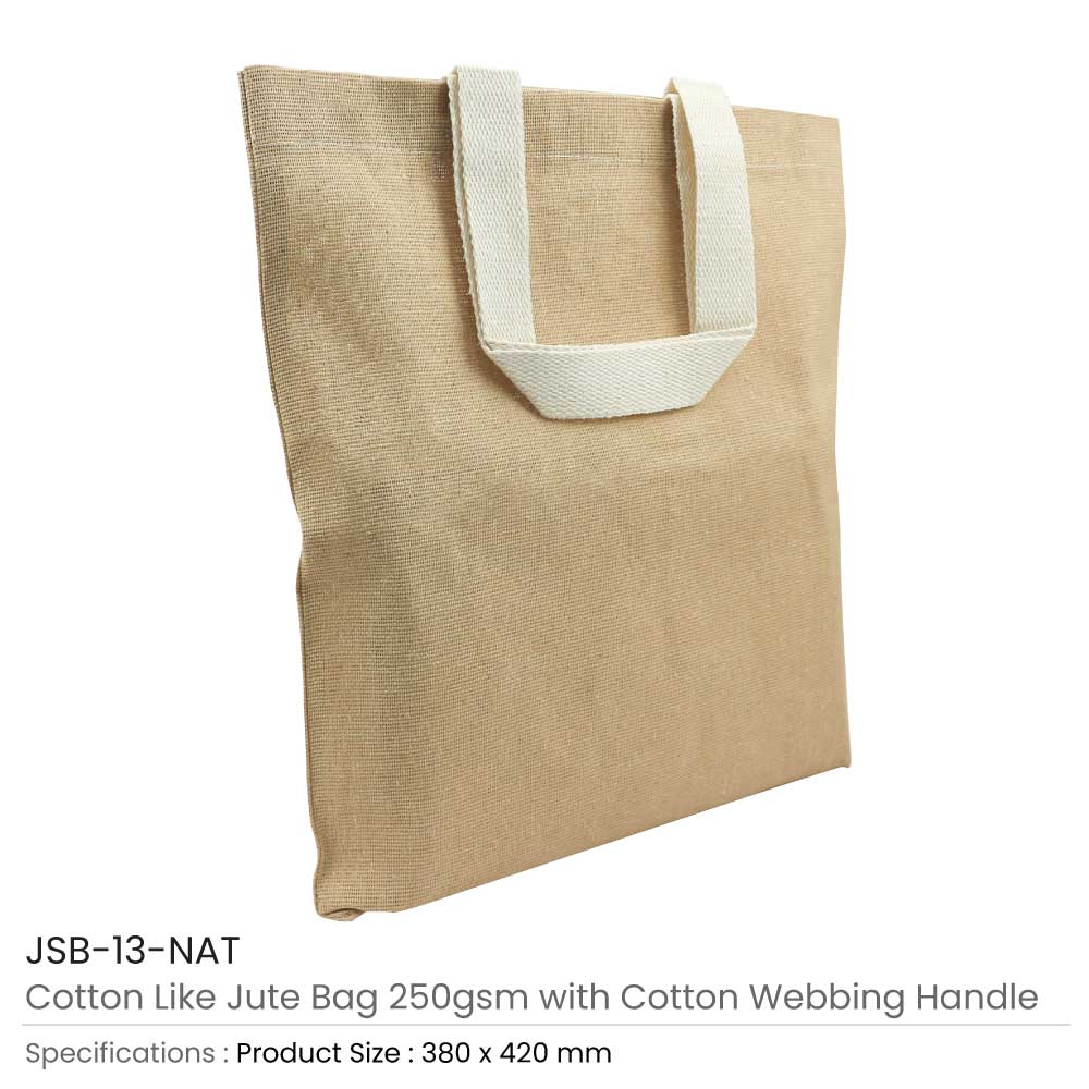 Cotton Like Jute Bags with Webbing Handle 250gsm