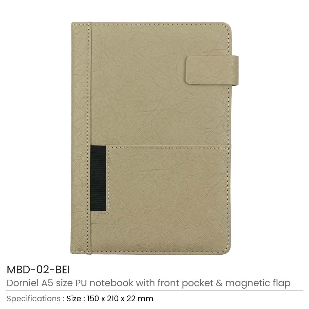 Dorniel A5 PU Notebooks with Front Pocket & Magnetic Flap