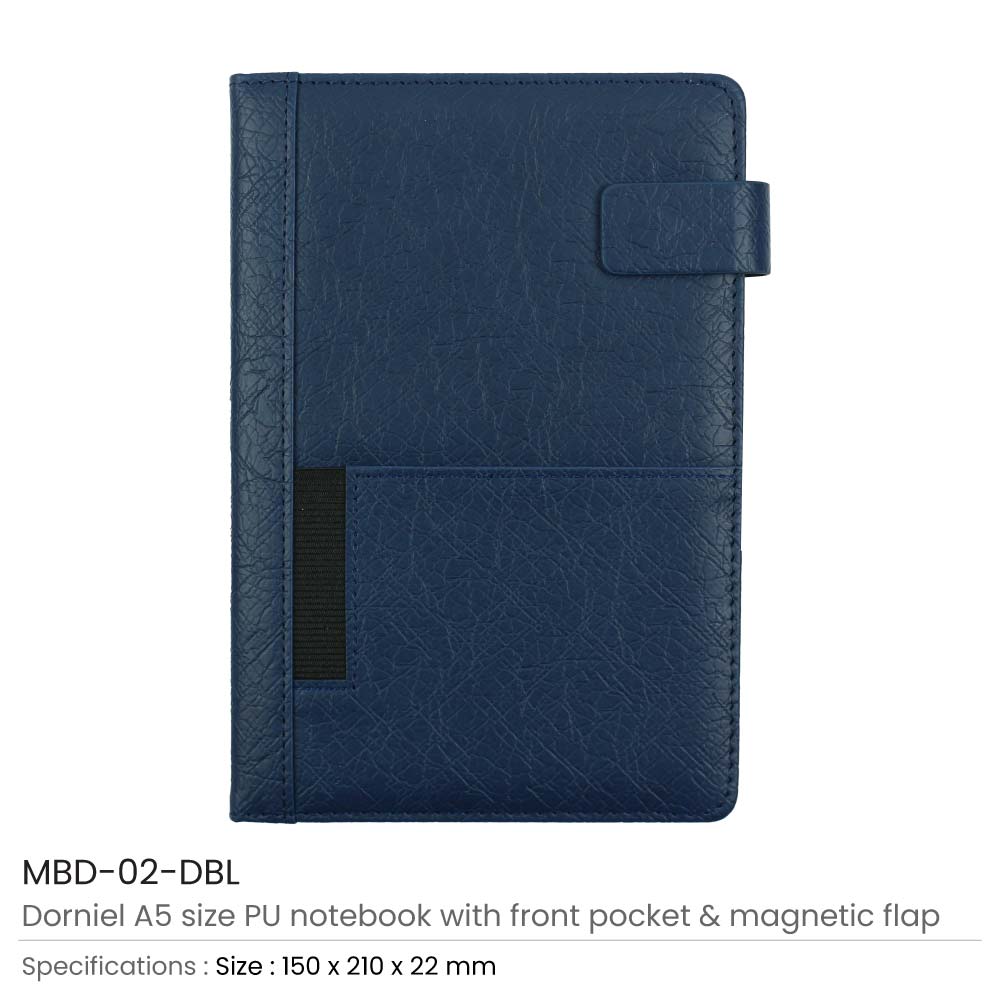 Dorniel A5 PU Notebooks with Front Pocket & Magnetic Flap