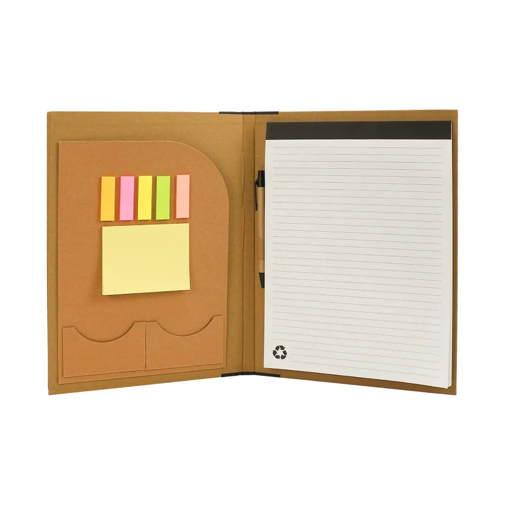 Eco-Friendly A4 Folders, Notepad Sticky Note, Pen & Card Slots