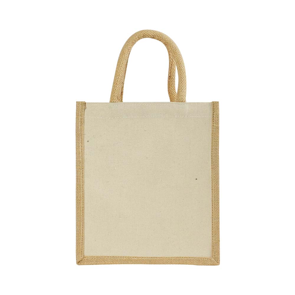 Laminated Cotton Bags with Natural Jute Gusset 10 Oz