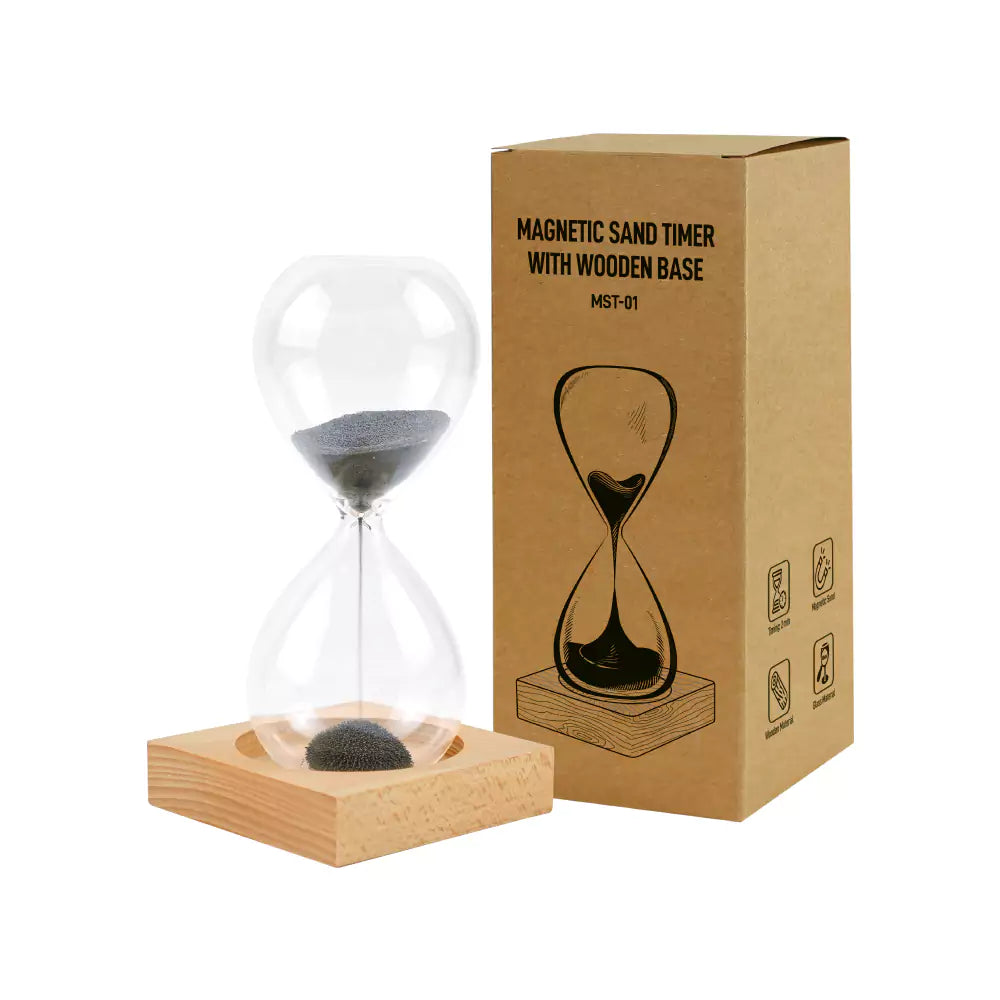 Magnetic Sand Timer with Wooden Base – 2 Minutes