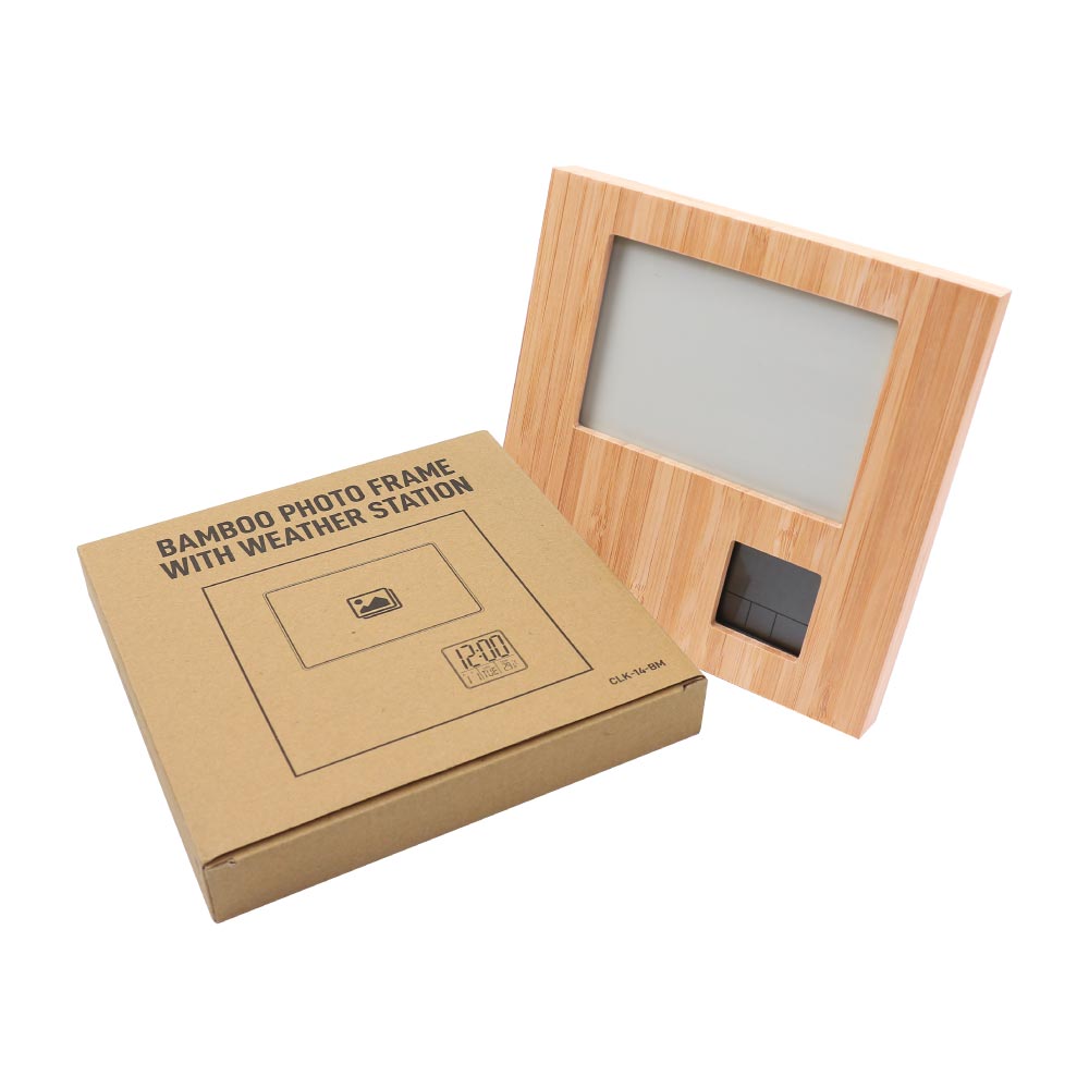 Bamboo Photo Frame with Digital Clock & Weather Station