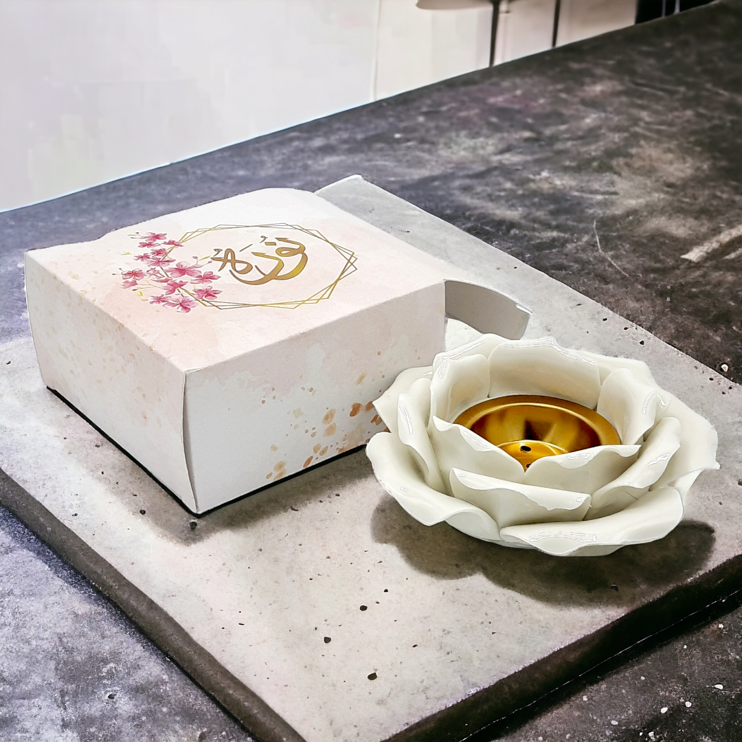 مدخن سيراميك شكل وردة في بوكس  Ceramic Flower Shape Madkan in a Box