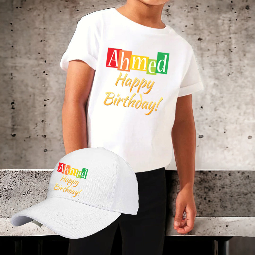 بكج طباعة على تي شيرت مع قبعة للاطفال T-Shirts& Cap Package For Kids