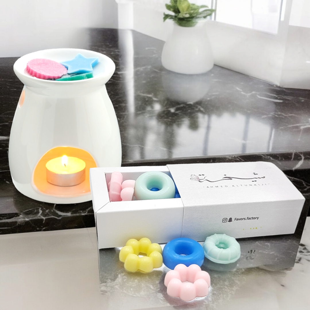 شموع صغيرة معطرة للتذويب 10 حبات شكل دونت في بوكس Aromatherapy Wax Melts 10pcs Donut Shape in Box