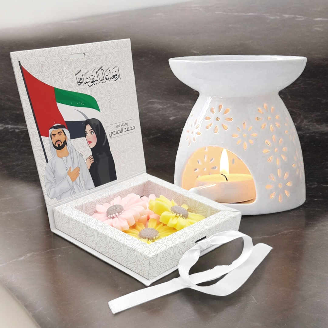 شموع صغيرة معطرة للتذويب 4 حبات شكل ورد في بوكس Aromatherapy Wax Melts 4pcs Flower Shape in Box