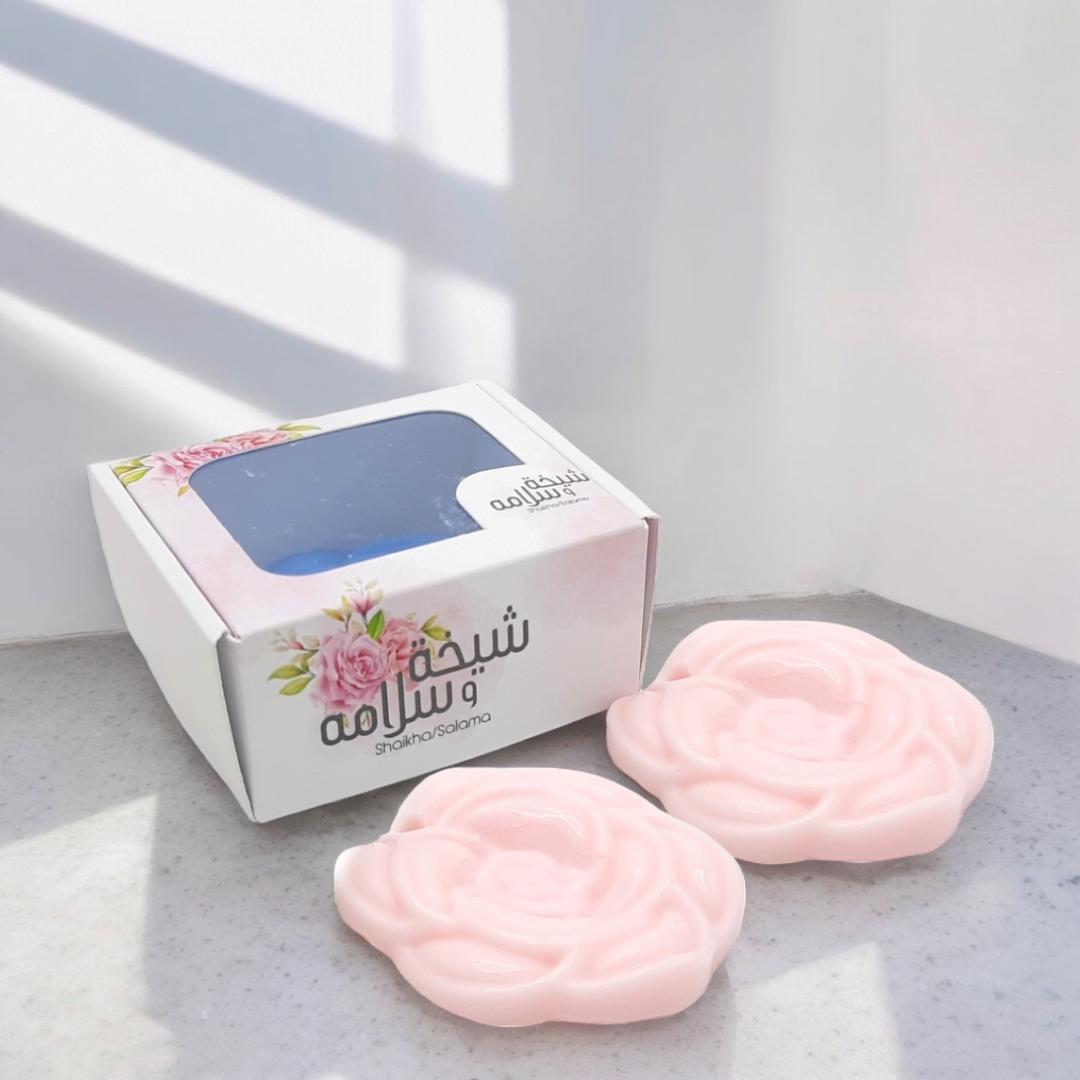 شموع صغيرة معطرة للتذويب 2 حبة شكل ورد في بوكس Aromatherapy Wax Melts 2pcs Flower Shape in Box