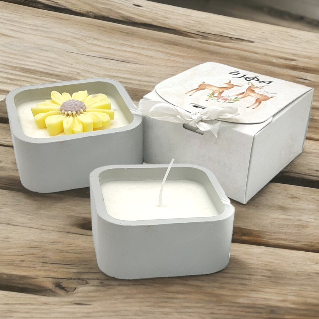 شمعة في كونكريت علبة مربعة وسط Candle in concrete in a medium Square box