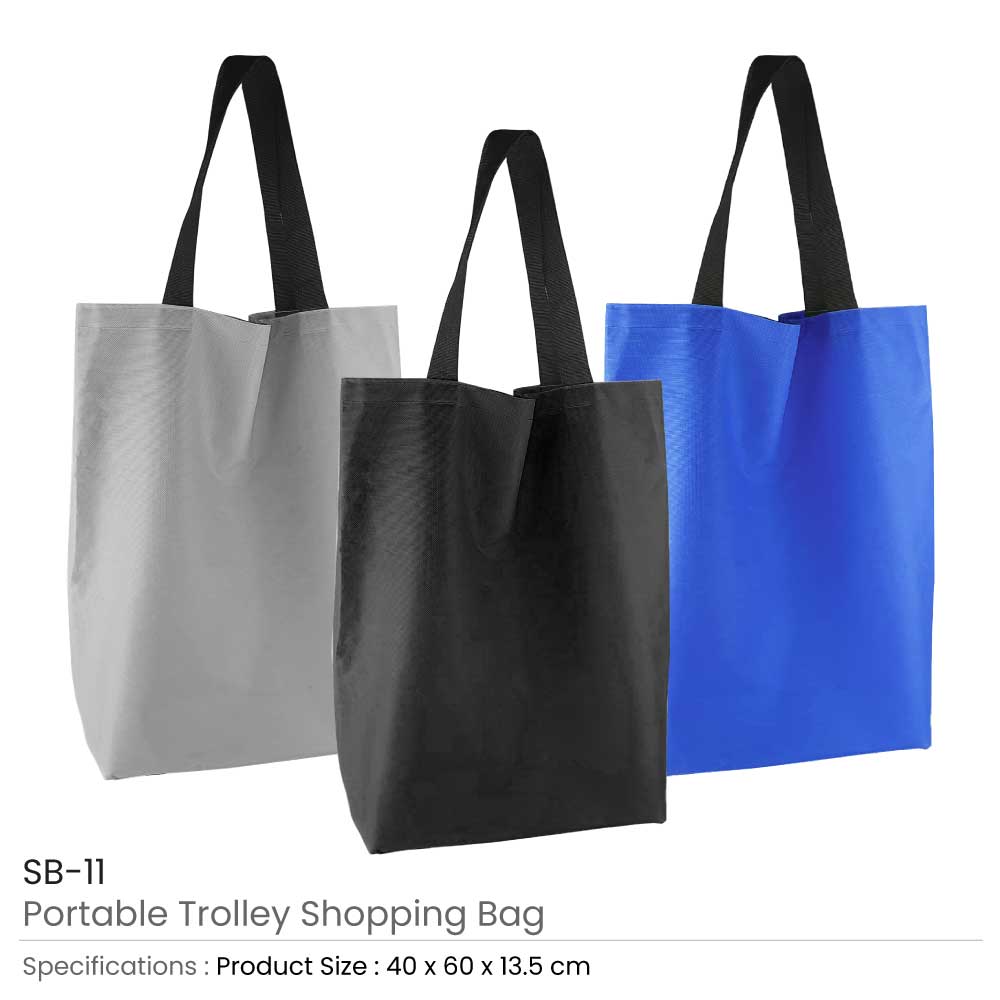 Portable Trolley Bags with Handles & Two Foldable Wheels