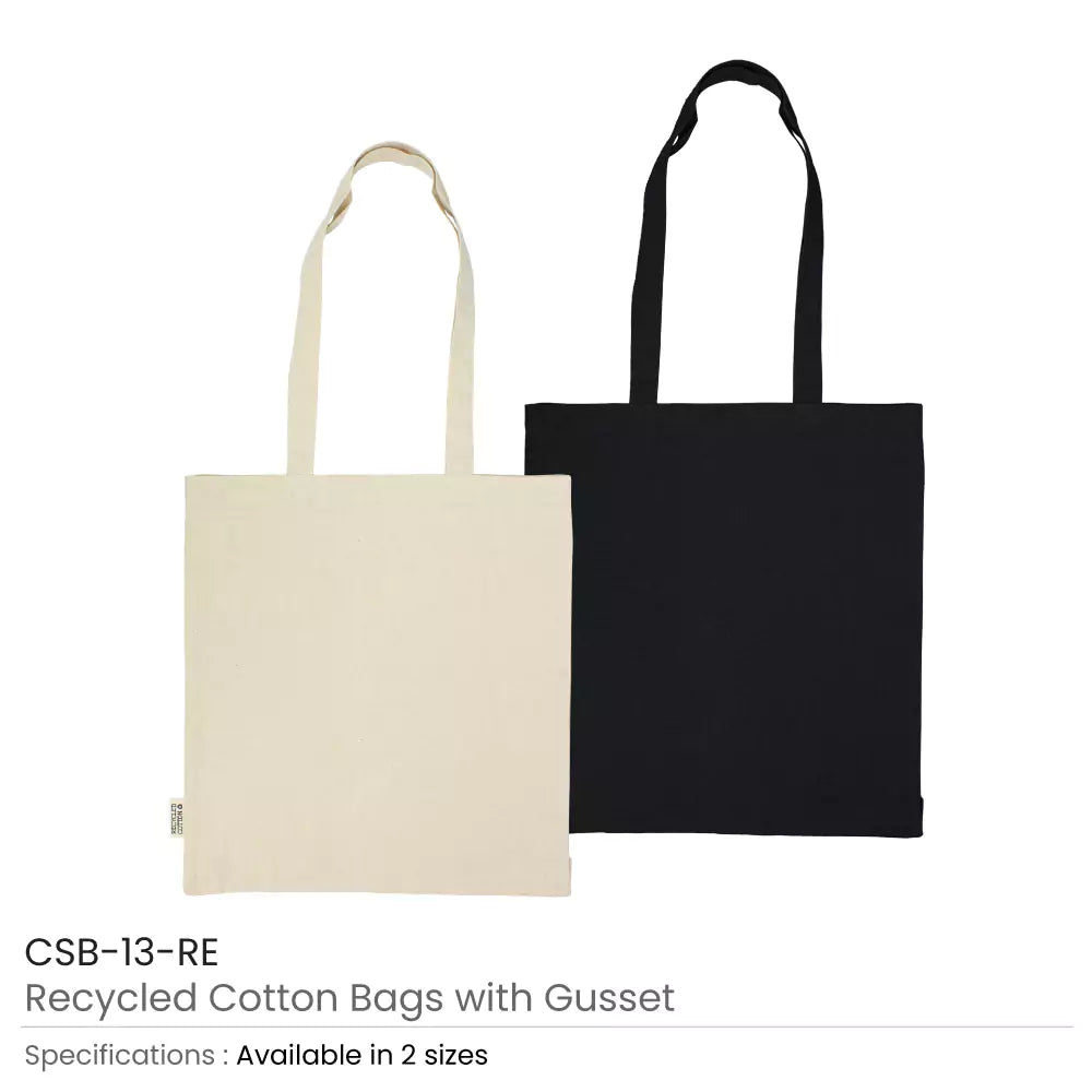 Recycled Cotton Tote Bags with Gusset 8 Oz