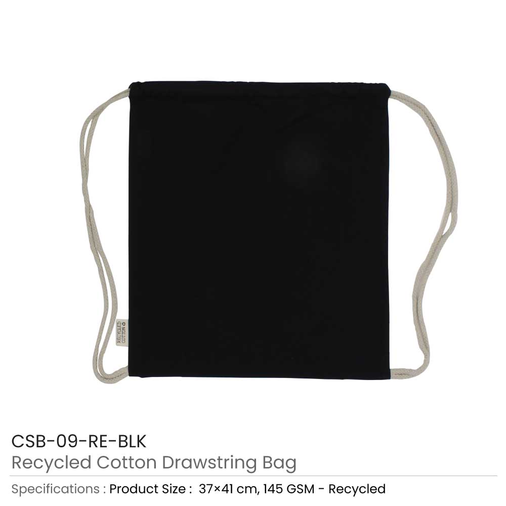 Recycled Cotton Drawstring Bags, 145gsm