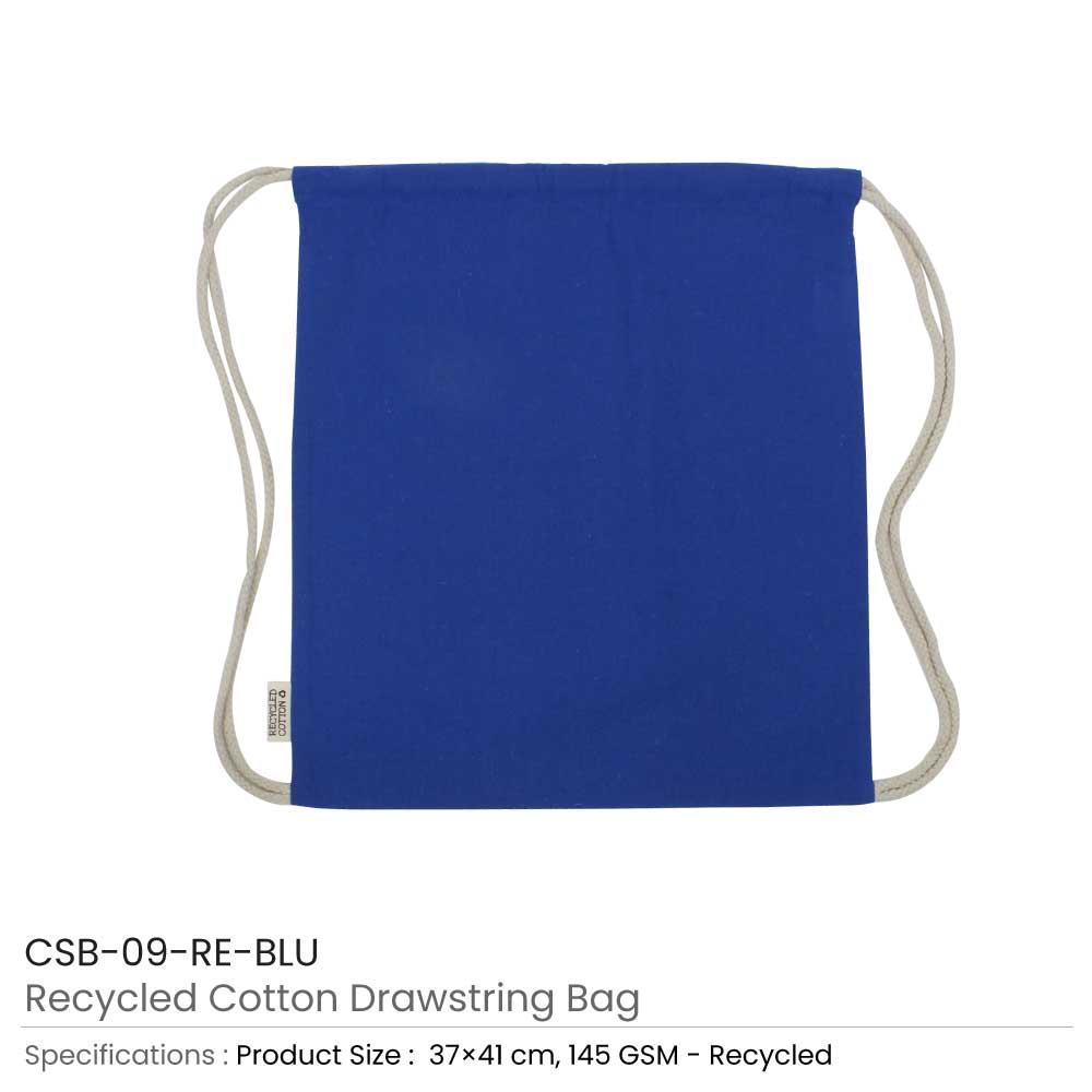 Recycled Cotton Drawstring Bags, 145gsm