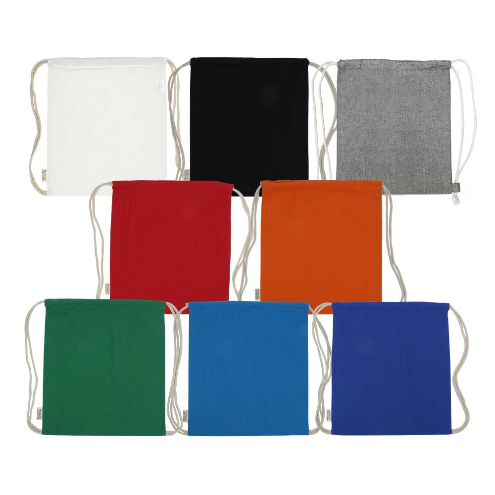 Recycled Cotton Drawstring Bags, 145gsm