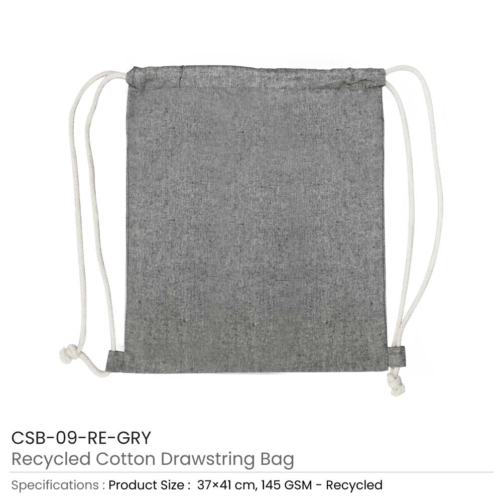 Recycled Cotton Drawstring Bags, 145gsm