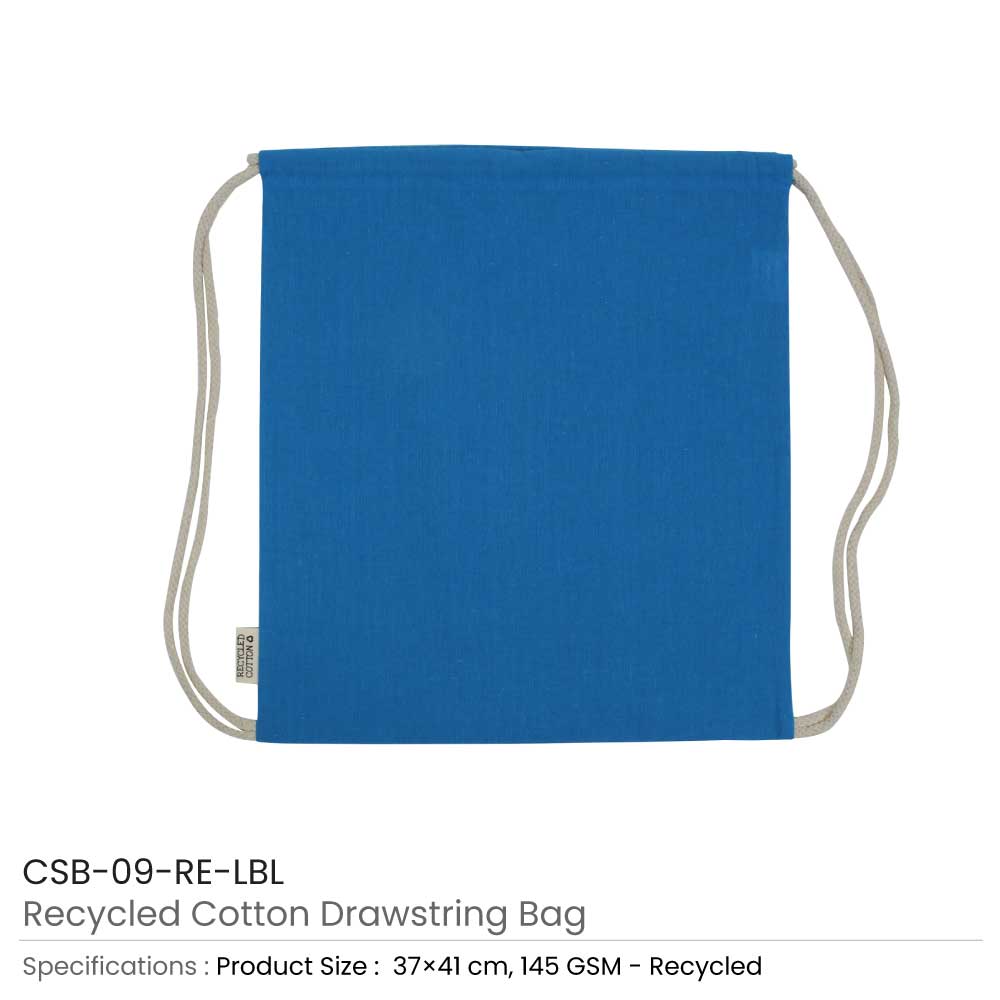 Recycled Cotton Drawstring Bags, 145gsm