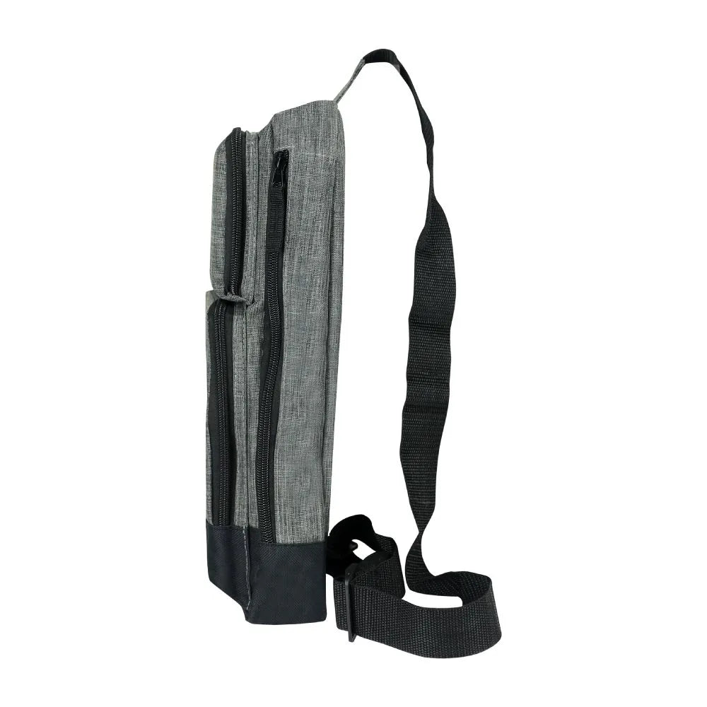 Sling Crossbody Bags in Grey and Black Polyester Material