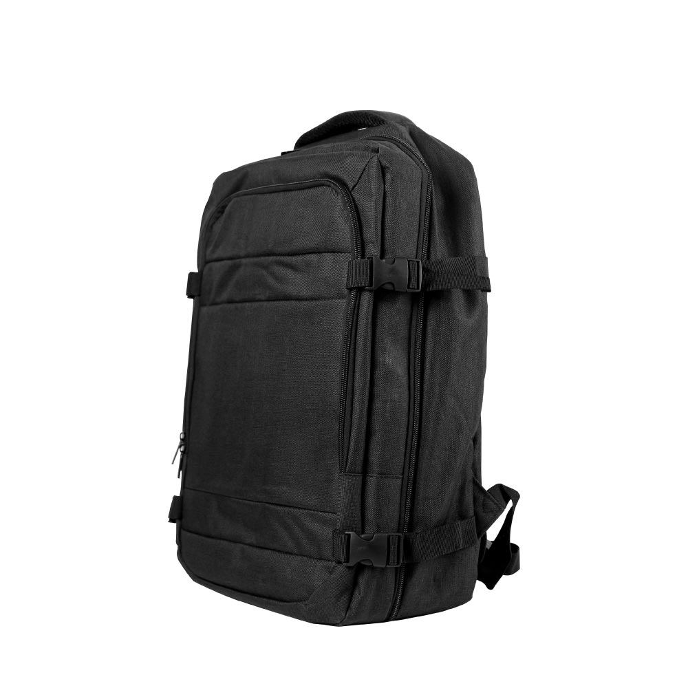 Travel Backpacks in Black Polyester Material