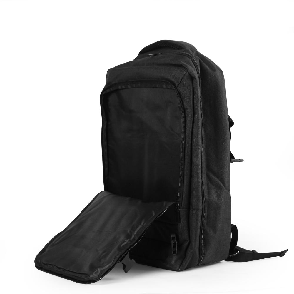 Travel Backpacks in Black Polyester Material