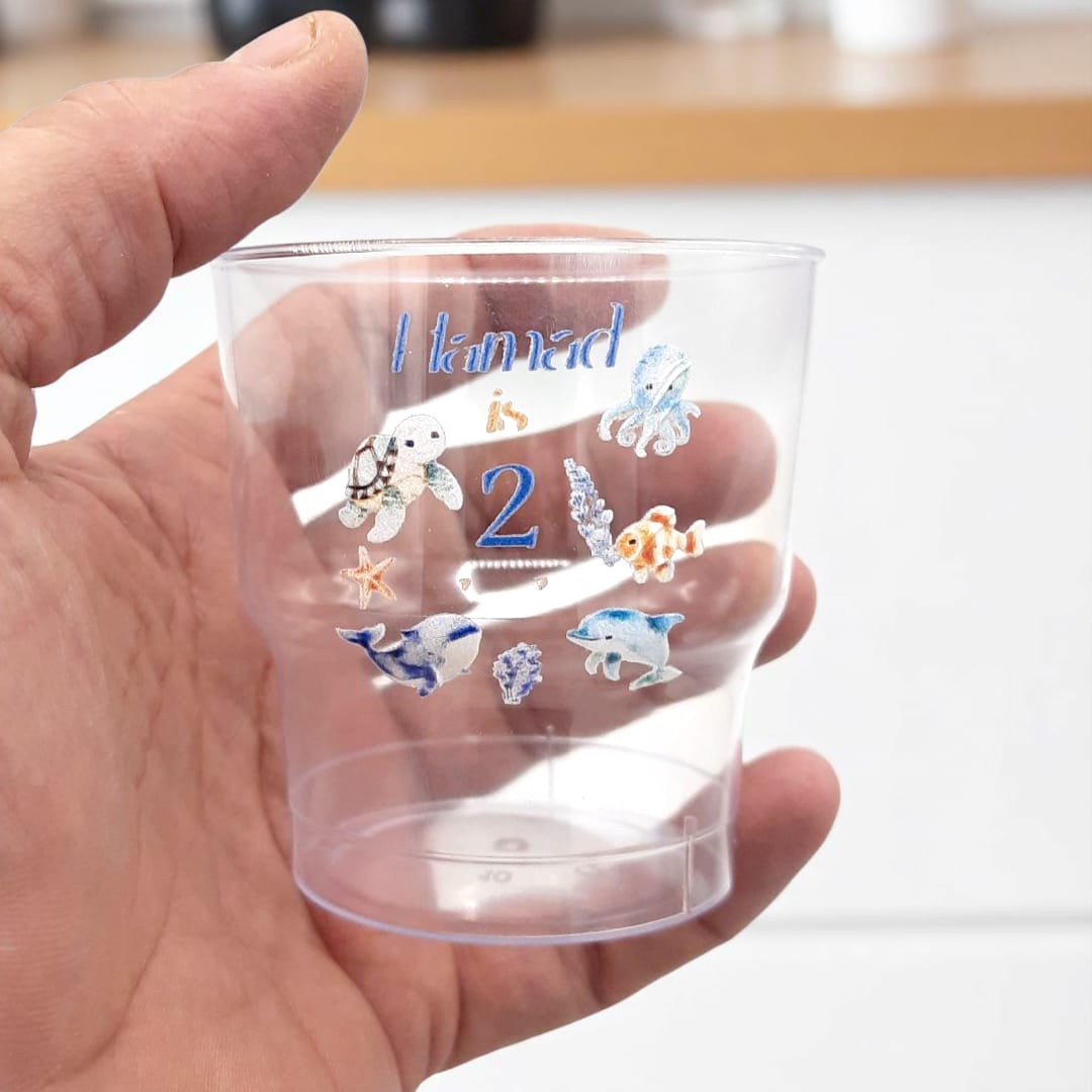 أكواب شفافة 8 اونس -بلاستيكية طباعة بدون غطاء شكل 2 Plastic Cups -printing 8 Oz without Lid Design 2