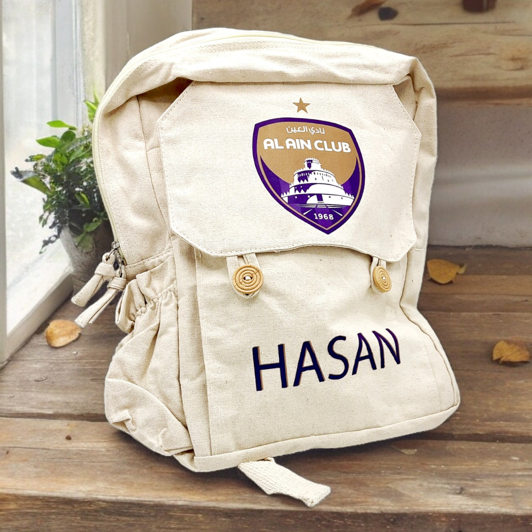 حقيبة ظهر قطنية بلون طبيعي Cotton Backpack Natural Color